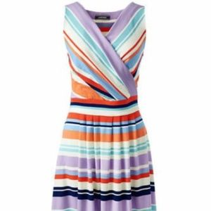 Lands End Plus Fit and Flare Dress Eggshelll White